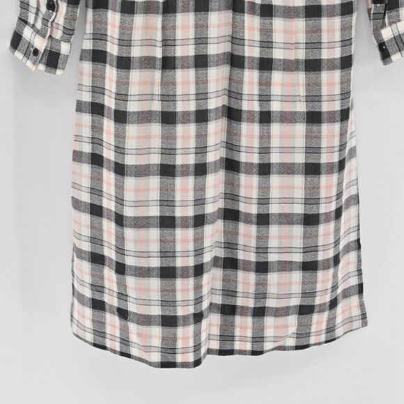 CLUB MONACO Dress Womens Size 6 Midi Flannel Shirt Plaid Peplum Waist Wool Blend - Picture 6 of 10